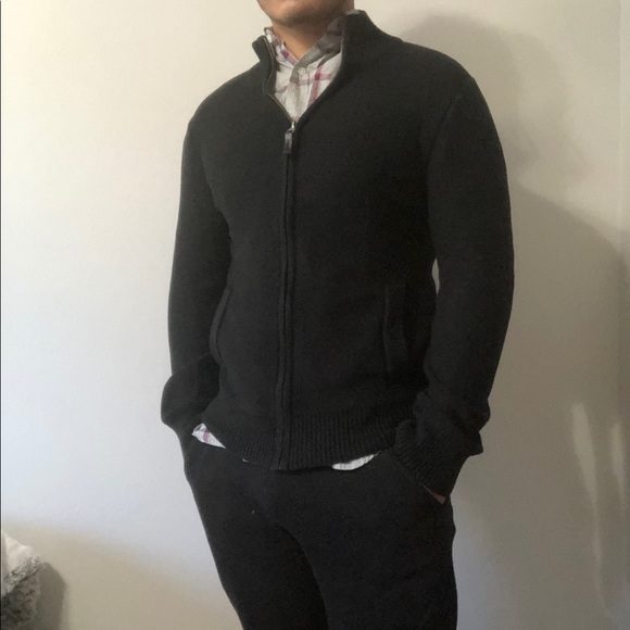 Merona Black Fitted Zipup Sweater 